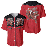 Western Yoke Baseball Jersey Santa Cowboy Style - Wonder Print Shop