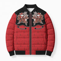 Western Yoke Bomber Puffer Jacket Santa Cowboy Style - Wonder Print Shop