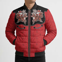 Western Yoke Bomber Puffer Jacket Santa Cowboy Style - Wonder Print Shop