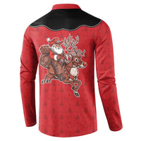 Western Yoke Button Sweatshirt Santa Cowboy Style - Wonder Print Shop