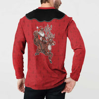 Western Yoke Button Sweatshirt Santa Cowboy Style - Wonder Print Shop