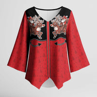 Western Yoke Kimono Sleeve Blouse Santa Cowboy Style - Wonder Print Shop