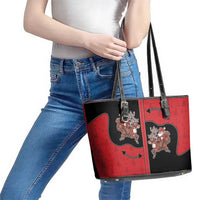 Western Yoke Leather Tote Bag Santa Cowboy Style - Wonder Print Shop