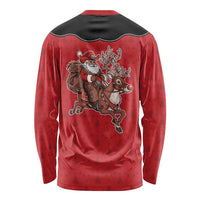 Western Yoke Long Sleeve Shirt Santa Cowboy Style - Wonder Print Shop
