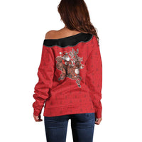 Western Yoke Off Shoulder Sweater Santa Cowboy Style - Wonder Print Shop