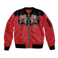Western Yoke Sleeve Zip Bomber Jacket Santa Cowboy Style - Wonder Print Shop