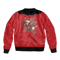 Western Yoke Sleeve Zip Bomber Jacket Santa Cowboy Style - Wonder Print Shop