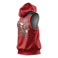 Western Yoke Sleeveless Hoodie Santa Cowboy Style - Wonder Print Shop