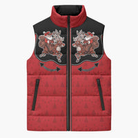 Western Yoke Sleeveless Puffer Jacket Santa Cowboy Style - Wonder Print Shop