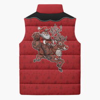 Western Yoke Sleeveless Puffer Jacket Santa Cowboy Style - Wonder Print Shop