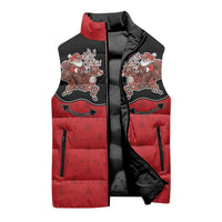Western Yoke Sleeveless Puffer Jacket Santa Cowboy Style - Wonder Print Shop