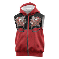 Western Yoke Sleeveless Zip Hoodie Santa Cowboy Style - Wonder Print Shop