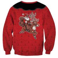 Western Yoke Sweatshirt Santa Cowboy Style - Wonder Print Shop