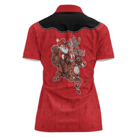 Western Yoke Women Polo Shirt Santa Cowboy Style - Wonder Print Shop
