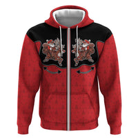 Western Yoke Zip Hoodie Santa Cowboy Style - Wonder Print Shop