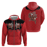 Western Yoke Zip Hoodie Santa Cowboy Style - Wonder Print Shop