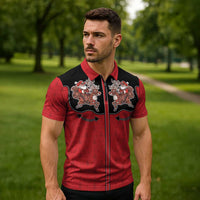 Western Yoke Zipper Polo Shirt Santa Cowboy Style - Wonder Print Shop