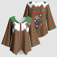 Western Yoke Kimono Sleeve Blouse Mrs Claus Cowgirl Style - Wonder Print Shop