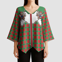 Western Yoke Kimono Sleeve Blouse Mrs Claus Cowgirl Style - Wonder Print Shop