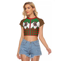 Western Yoke Raglan Cropped T Shirt Mrs Claus Cowgirl Style - Wonder Print Shop