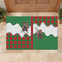 Western Yoke Rubber Doormat Mrs Claus Cowgirl Style - Wonder Print Shop