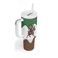 Western Yoke Tumbler With Handle Mrs Claus Cowgirl Style - Wonder Print Shop