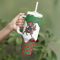 Western Yoke Tumbler With Handle Mrs Claus Cowgirl Style - Wonder Print Shop