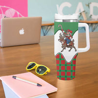 Western Yoke Tumbler With Handle Mrs Claus Cowgirl Style - Wonder Print Shop