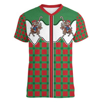 Western Yoke Women V-Neck T-Shirt Mrs Claus Cowgirl Style - Wonder Print Shop