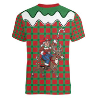 Western Yoke Women V-Neck T-Shirt Mrs Claus Cowgirl Style - Wonder Print Shop