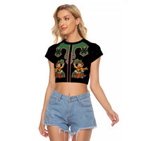 Western Yoke Raglan Cropped T Shirt Elves Cowboy Style - Wonder Print Shop