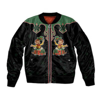 Western Yoke Sleeve Zip Bomber Jacket Elves Cowboy Style - Wonder Print Shop