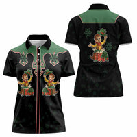 Western Yoke Women Polo Shirt Elves Cowboy Style - Wonder Print Shop