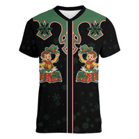 Western Yoke Women V-Neck T-Shirt Elves Cowboy Style - Wonder Print Shop