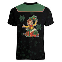 Western Yoke Women V-Neck T-Shirt Elves Cowboy Style - Wonder Print Shop