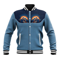 Western Yoke Baseball Jacket Holy Family Christmas Cowboy Style - Wonder Print Shop