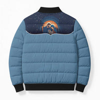Western Yoke Bomber Puffer Jacket Holy Family Christmas Cowboy Style - Wonder Print Shop