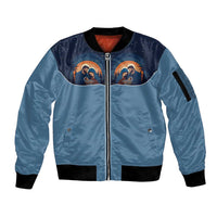 Western Yoke Sleeve Zip Bomber Jacket Holy Family Christmas Cowboy Style - Wonder Print Shop