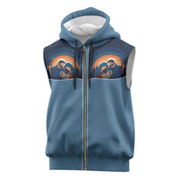 Western Yoke Sleeveless Zip Hoodie Holy Family Christmas Cowboy Style - Wonder Print Shop