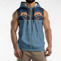 Western Yoke Sleeveless Zip Hoodie Holy Family Christmas Cowboy Style - Wonder Print Shop
