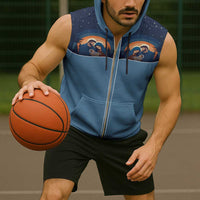 Western Yoke Sleeveless Zip Hoodie Holy Family Christmas Cowboy Style - Wonder Print Shop