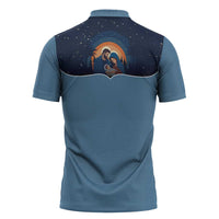 Western Yoke Zipper Polo Shirt Holy Family Christmas Cowboy Style - Wonder Print Shop