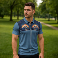 Western Yoke Zipper Polo Shirt Holy Family Christmas Cowboy Style - Wonder Print Shop