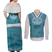 Oktoberfest Couples Matching Off Shoulder Maxi Dress and Long Sleeve Button Shirt Dirndl Retro Style - Wonder Print Shop