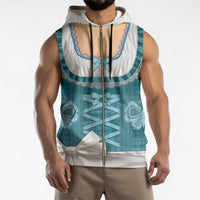 Oktoberfest Sleeveless Zip Hoodie Dirndl Retro Style - Wonder Print Shop