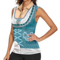 Oktoberfest Women Sleeveless Polo Shirt Dirndl Retro Style - Wonder Print Shop
