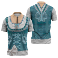 Oktoberfest Zipper Polo Shirt Dirndl Retro Style - Wonder Print Shop