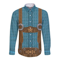 Oktoberfest Long Sleeve Button Shirt Lederhosen Retro Style - Wonder Print Shop