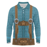 Oktoberfest Long Sleeve Polo Shirt Lederhosen Retro Style - Wonder Print Shop