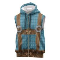 Oktoberfest Sleeveless Zip Hoodie Lederhosen Retro Style - Wonder Print Shop